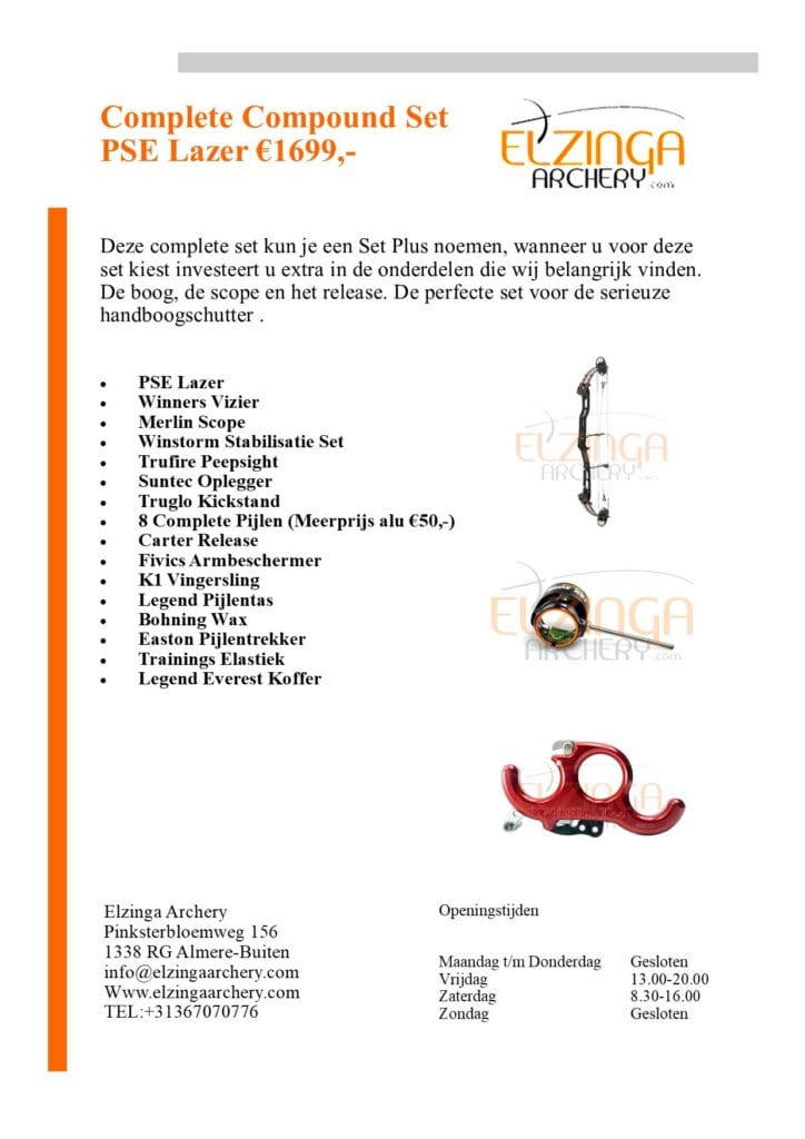 Elzinga Archery Compound Set PSE Lazer