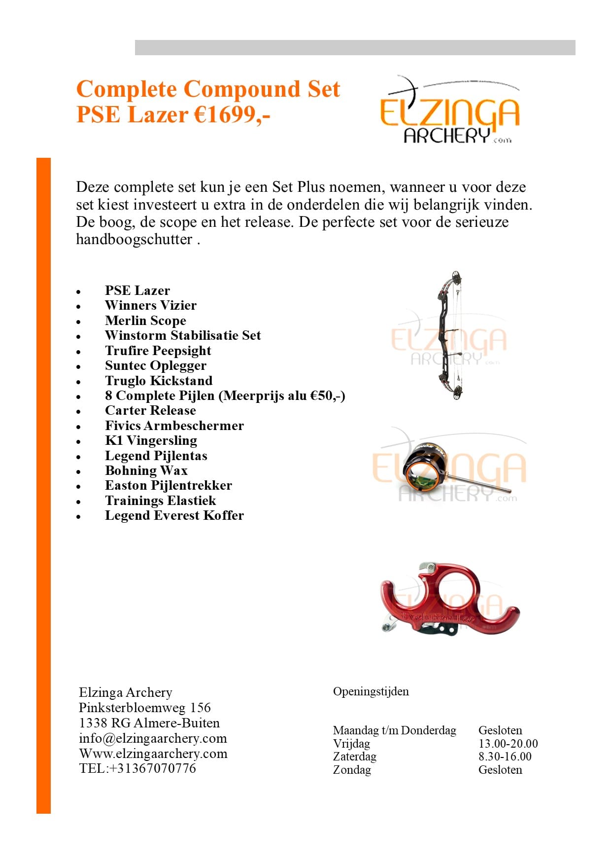 Elzinga Archery Compound Set PSE Lazer - Afbeelding 1