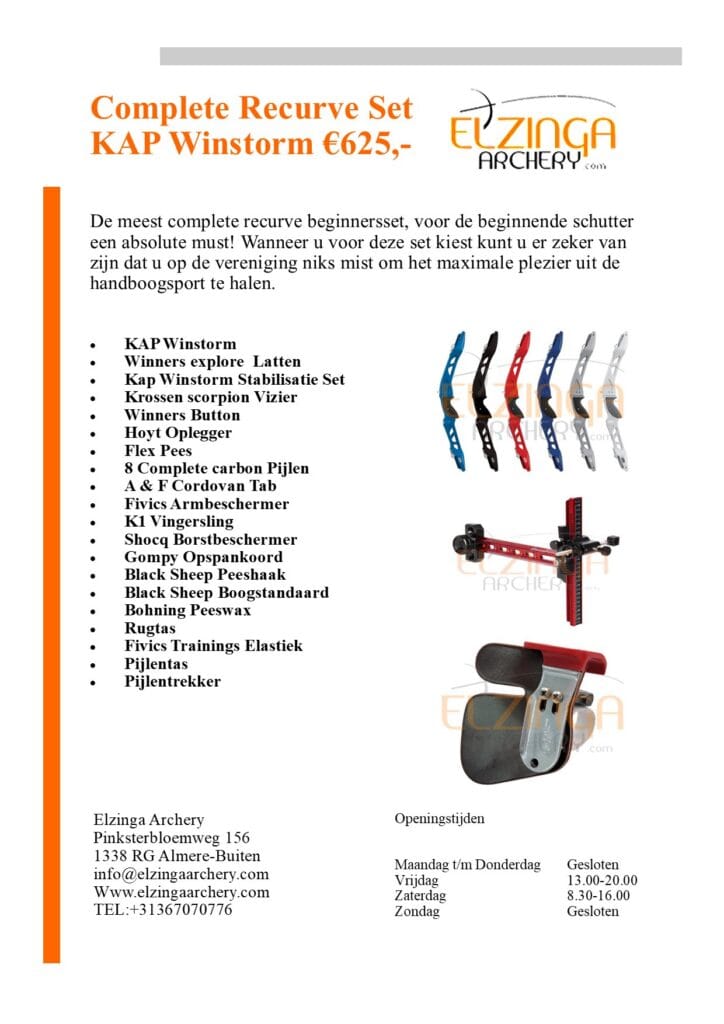 Elzinga Archery Recurve Set KAP Winstorm