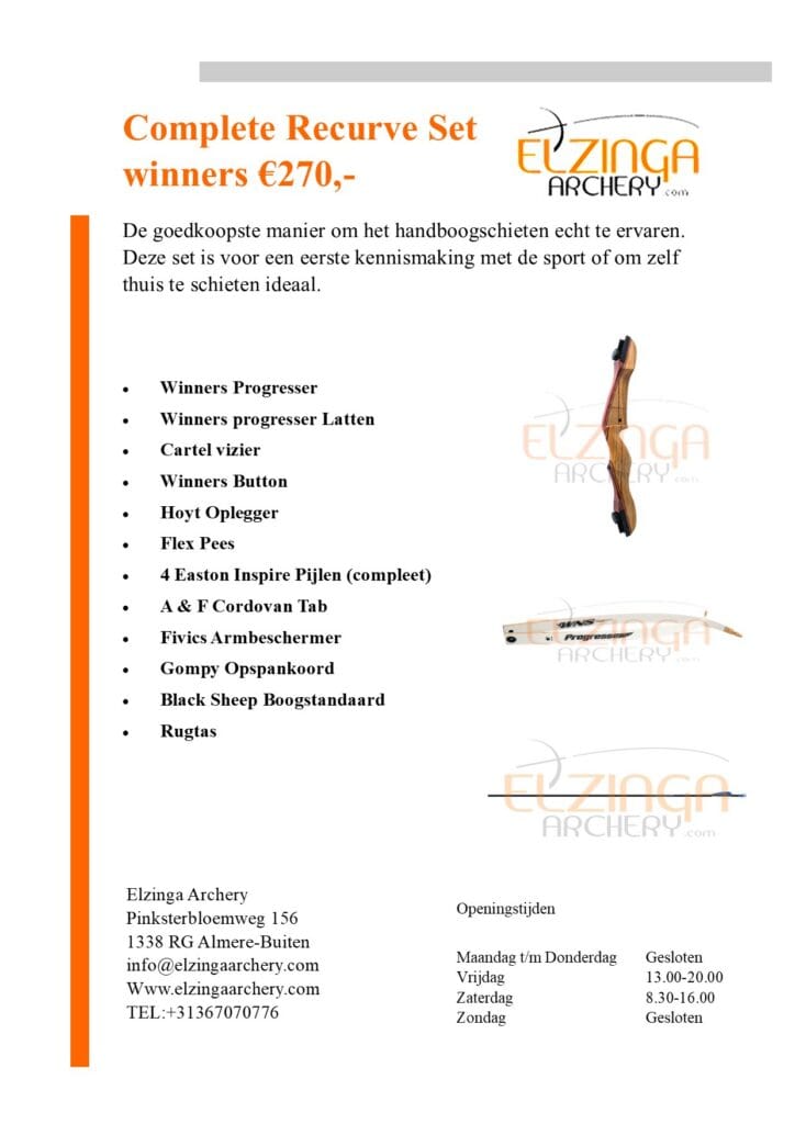 Elzinga Archery Recurve Set progresser
