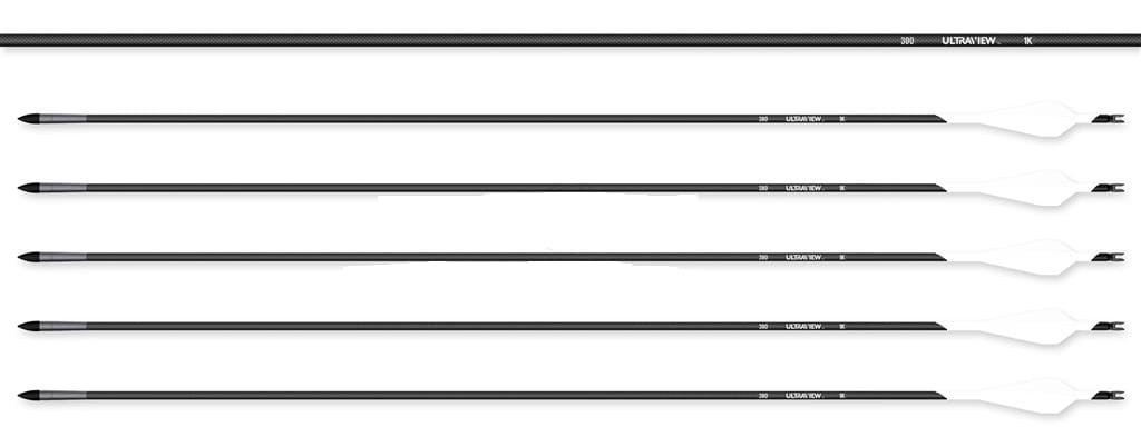 ARROWS CARBON 1K 350 WITH UV VANES, 75GR OUTSERT & 100GR FIELD POINT 6/PK